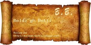 Belágh Betti névjegykártya
